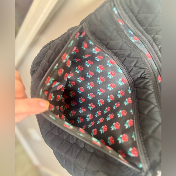 Vera Bradley Black Quilted Crossbody with Rose Lining - Picture 7 of 8